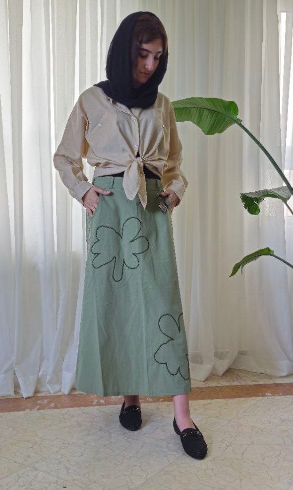 دامن لینن بلند زنانه