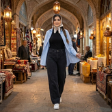 شلوار نیم بگ مشکی